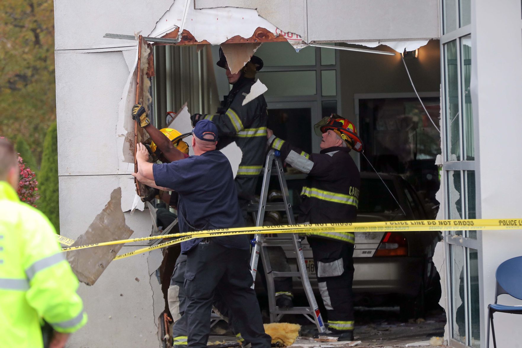 Car crash through Social Security Building